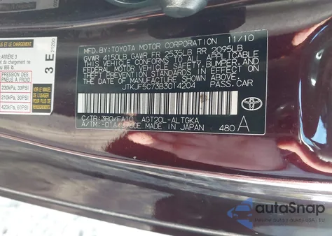 2011 Scion Tc z USA, uszkodzony, nr VIN JTKJF5C73B3014204